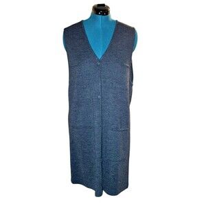 Preview collection L Wool gray knit front button down sleeveless jumper Dress